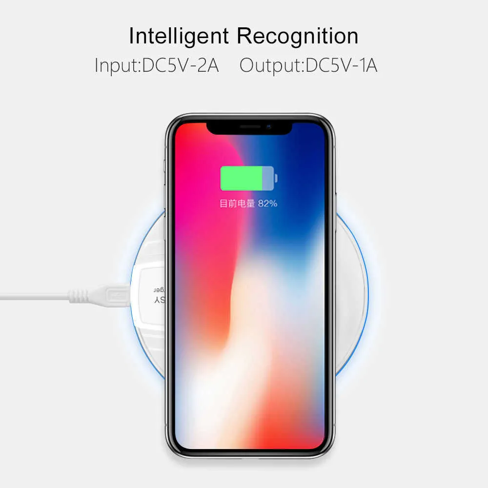 Bil Universal Qi trådlös laddare för iPhone XS Max XR -telefon LED USB iOS trådlös laddning för Samsung Galaxy S8S9 Plus Fast Charg222b