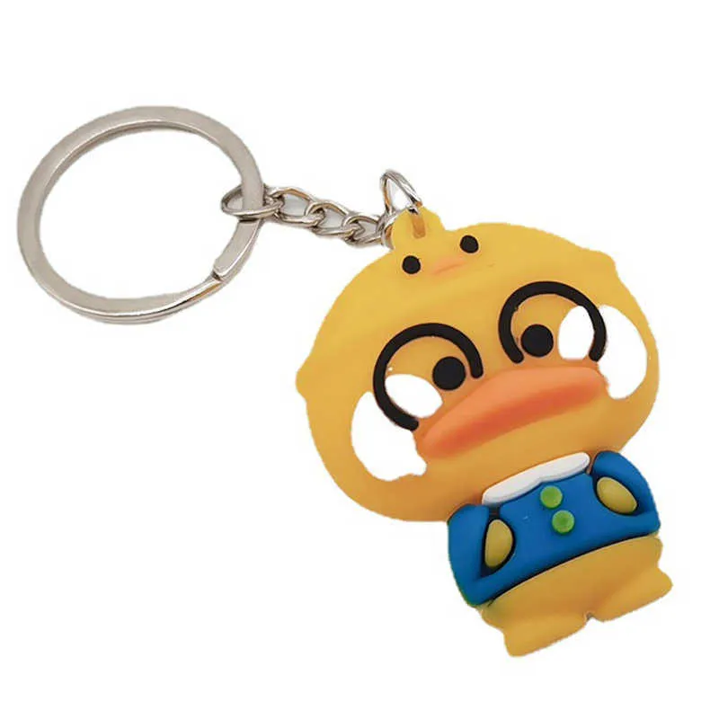 Mignon petit jaune acrylique plastique canard porte-clés porter des lunettes canard porte-clés Couples femmes ami cadeau sac pendentif accessoire G1019