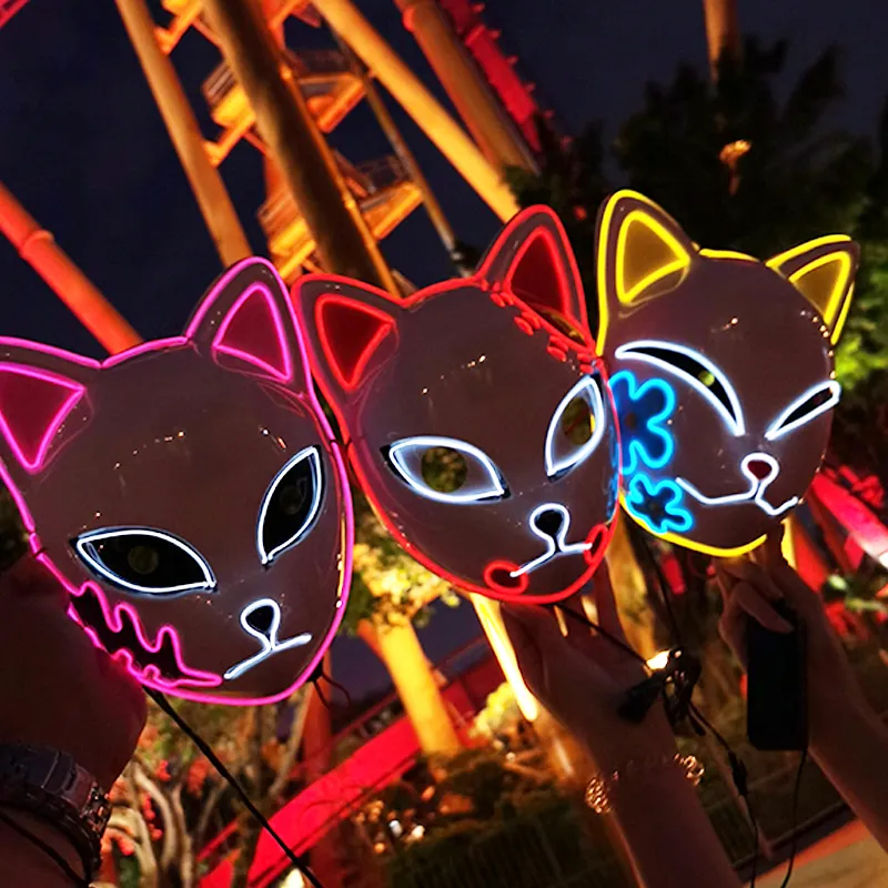 إكسسوارات الأزياء المبيعات الساخنة LED Mask Mask Halloween Party Mask Rave Carnival DJ Light Up anime cosplay p