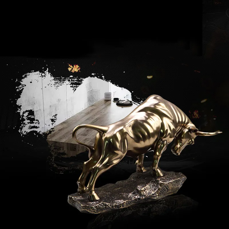 NUOVO Golden Wall Bull Figurine Street Sculptu rame fuso a freddo Decorazione della casa del mercato Regalo la decorazione dell'ufficio Ornamento artigianale256g