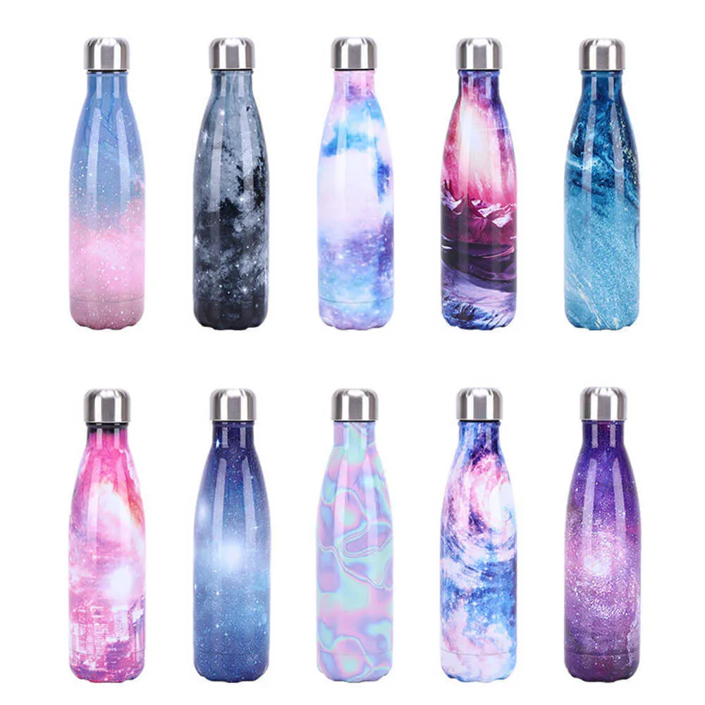 500ml Double Wall Insulated Vacuum Flask Starry Sky Stainless Steel Coke Thermos Sport Water Bottles Portable Coffee Tumbler Mug 211013