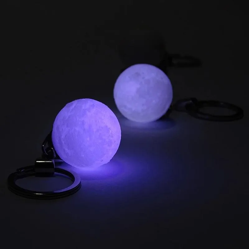 Ночные огни портативная 3D планета Keyring Moon Light Light Clear Lamp Lass Ball Ball Key Chain для Child Creative Gifts243R