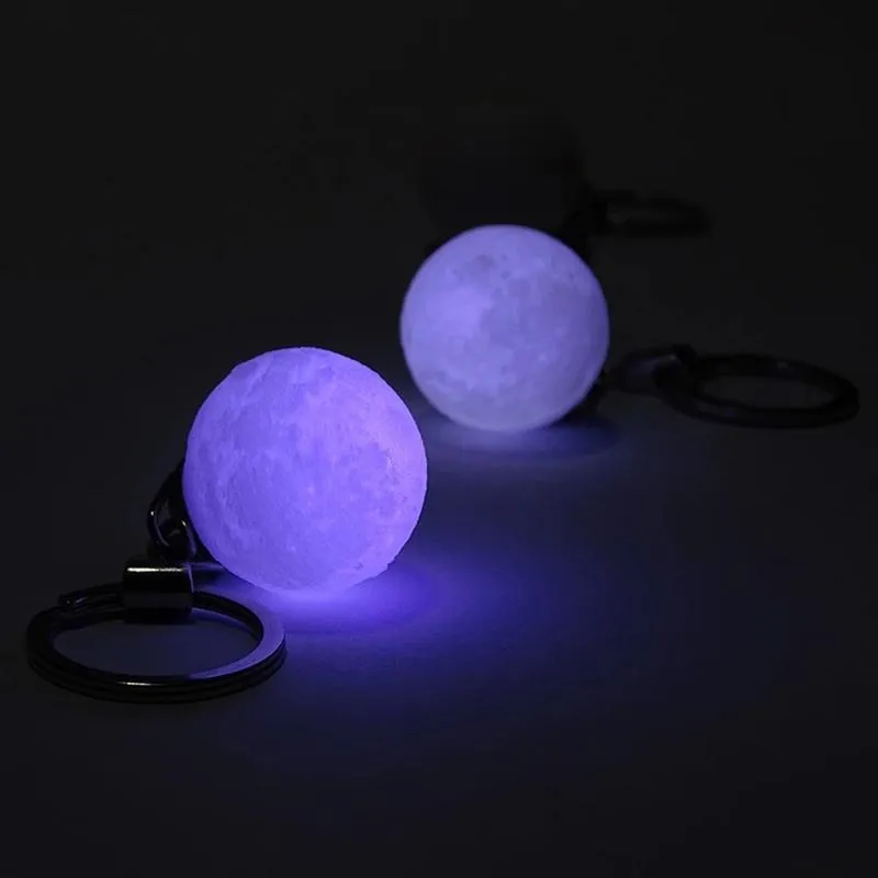 أضواء ليلية محمولة 3D Planet Keyring Moon Light -keychain decoration مصباح الزجاج سلسلة مفاتيح الكرة للطفل الإبداعي 305 ج