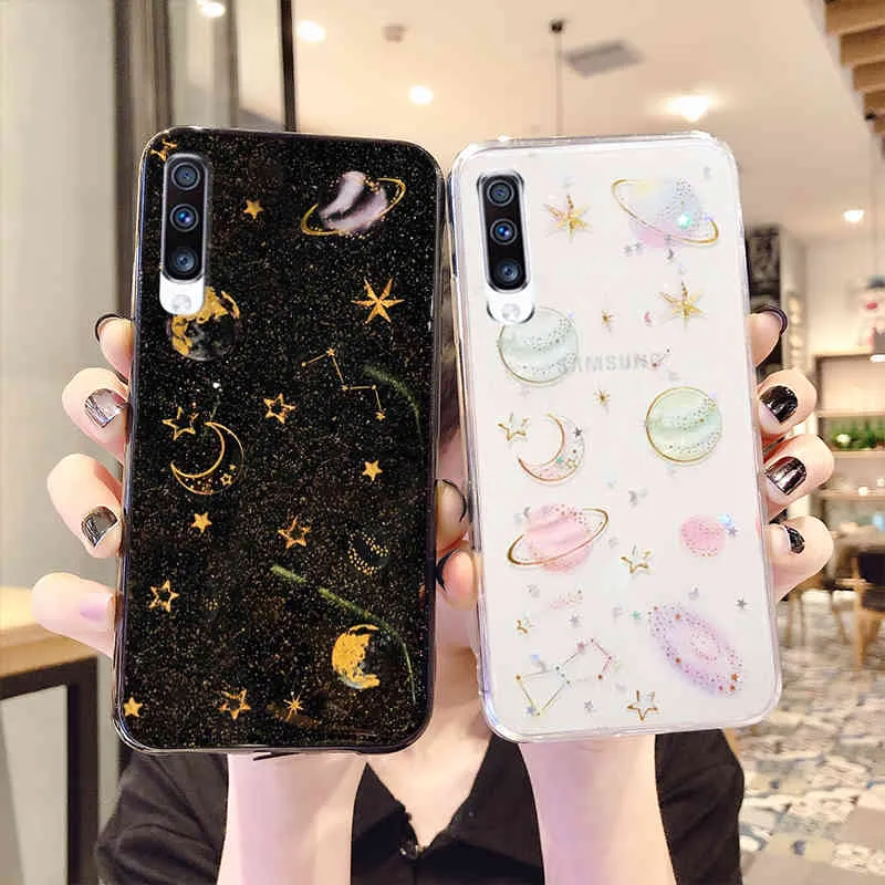 Przypadki do Samsung Galaxy Note 10 Plus S20 Ultra A70 A50 Glitter Planet Star Soft Cover dla Samsung A80 A60 A50S A40 A30 A30 A30 A10S