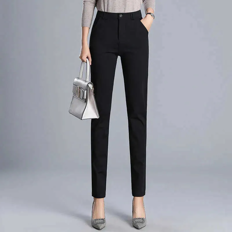 Classic Solid High Waist Slim Suit Pants Women Korean Style Large Size Pencil Pants Office Lady Spring And Summer White Trousers Q0801