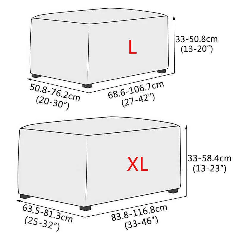 ベルベットの長方形オットマンスツールカバー弾性スクエアフットスツールソファスリップカバーフットレストチェアカバー家具プロテクター211116