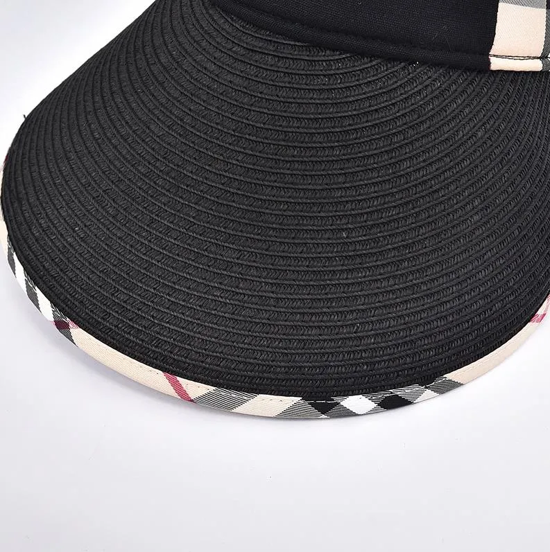 Visières pour femmes Big Brim Designer Chapeaux avec ruban à carreaux Sangle de capuche réglable Casquettes de mode Y014B15014259j