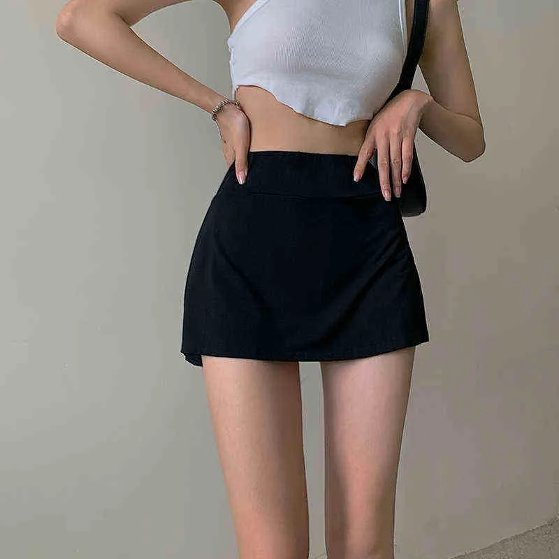 Pastel Goth High Waist Micro Skirt E-girl Aesthetics Patchwork A-line Black Skorts Cute Streetwear Short Bottoms Y220311