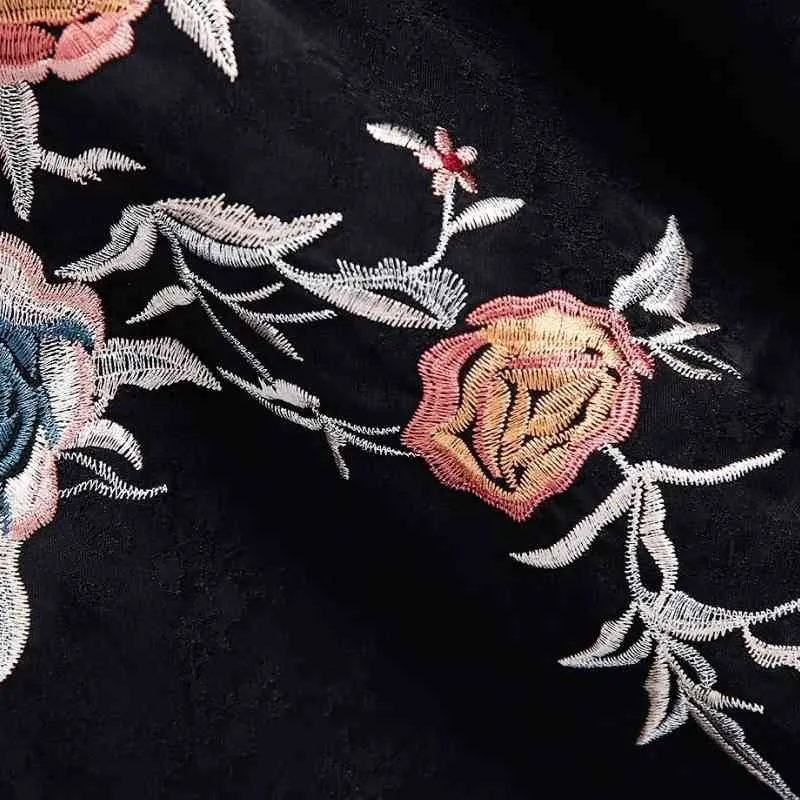 女性の花の刺繍ジャカードミニドレス中国風の女性長袖服カジュアルな女性ルーズヴェスティドD6925 210430