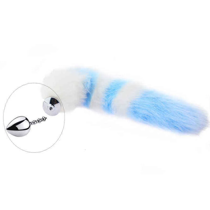 Nxy Anal Toys Metal Plug Long Fox cat Tail with Cat Ears Headbands Butt Adult Sex for Women Men Couples Game Accessory 12076313204