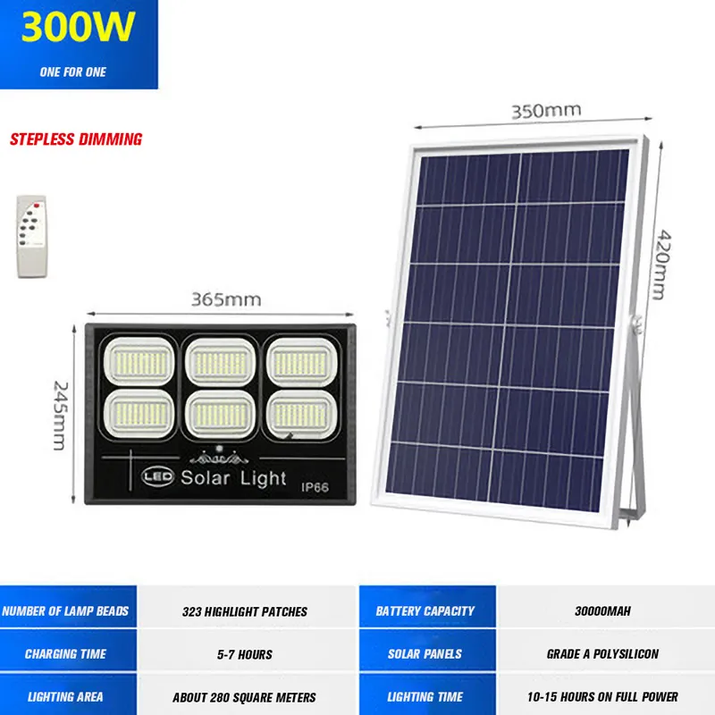 100W 200W 300W LED Outdoor -Lampen Beleuchtung Gartenlichter hängen dekoratives Solarantriebslicht für Porch8855447