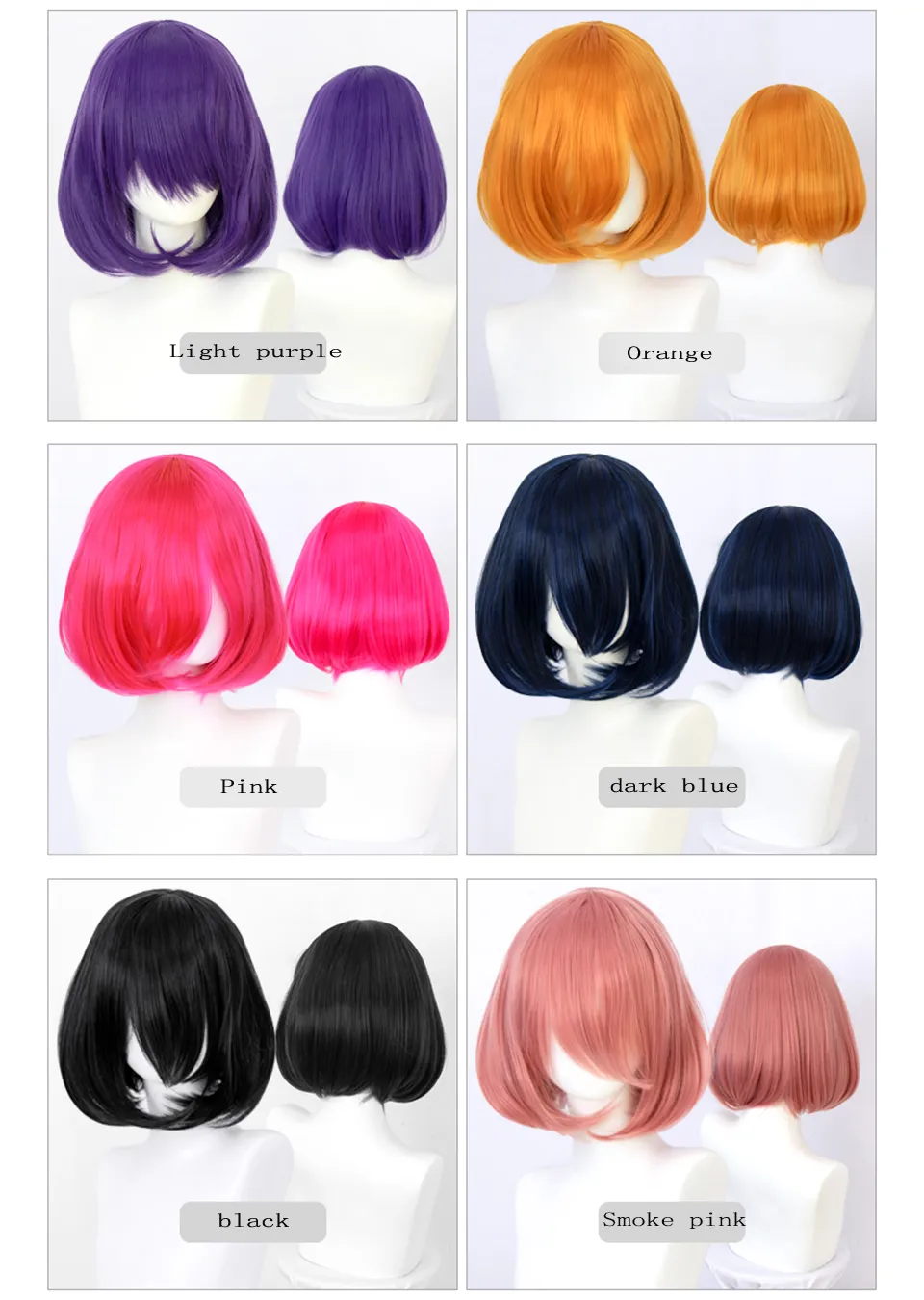 Synthetic Wig Pink blue Purple Blonde White human hair wigs honey brown weave ombre braiding Wig Female Short Bob Halloween Christ5425141