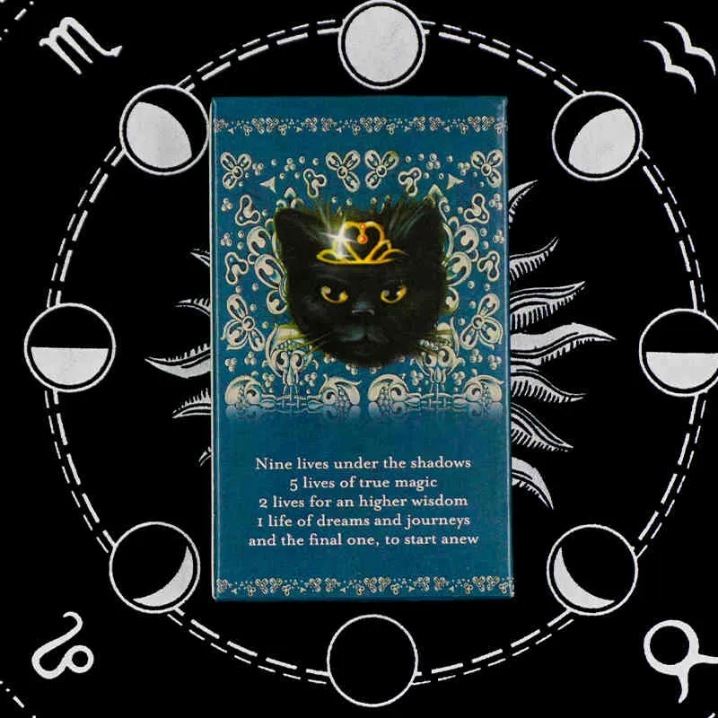 Черные кошки Tarots Cards Prophecy Diving Diving Tubs English Version Entertainment Настольная игра 78 Листы / коробки