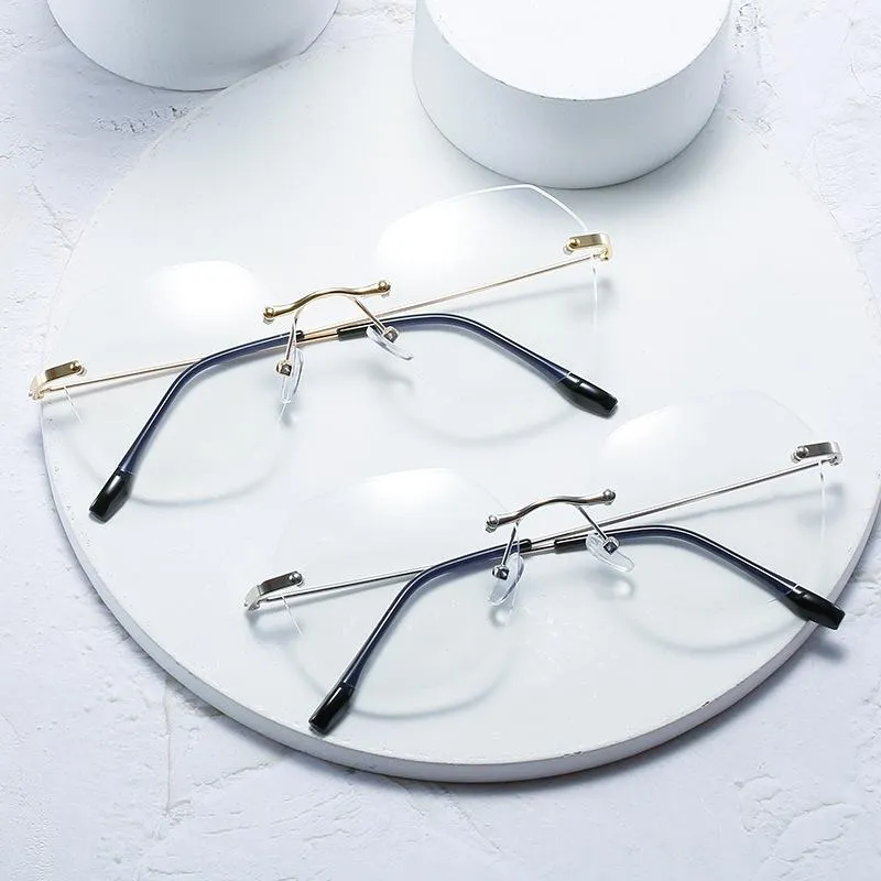 Mode zonnebrilmonturen Oulylan metalen frame transparante bril heren dames blauw licht blokkerende brillen randloze brillen helder L316J