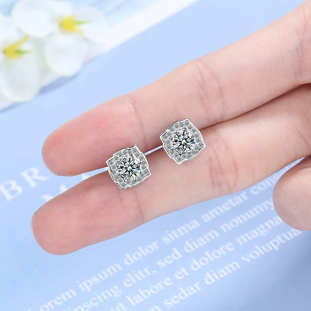 Luxury Brand Noble Cubic Zircon Stones Charm Earing Women 925 Sterling Silver Temperament Fashion Jewelry Earrings XED914