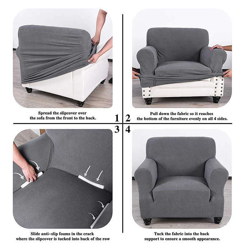 3 Stoffarten von Sesseln, elastischer Sofabezug für Wohnzimmer, Stretch-Möbel, Schonbezug, Stühle, 1 Sitzbezug 210723