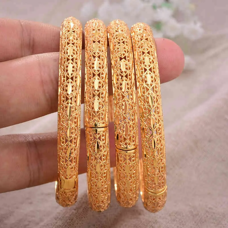 24k lot Dubaï Inde éthiopien jaune massif or rempli de beaux bracelets pour femmes bijoux bijoux Banglesbracelet Gifts5416929