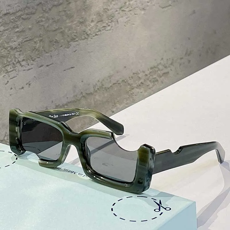 Moda classica quadrata OW40006 Occhiali da sole con montatura in policarbonato e montatura con tacca 40006 occhiali da sole da donna o da donna bianchi con o225Z