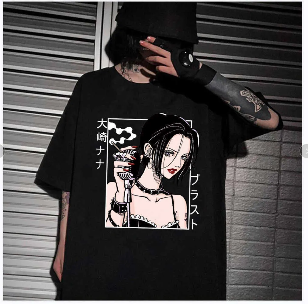 Hot Anime Nana Osaki Tops O-cou Hip Hop Imprimer Mode T-shirt Y0809