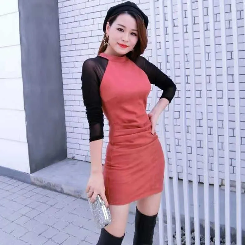 Fall vinter stickning koreanska damer långärmad sexig stram kontor mini fest klänning för kvinnor Kina kläder 210602