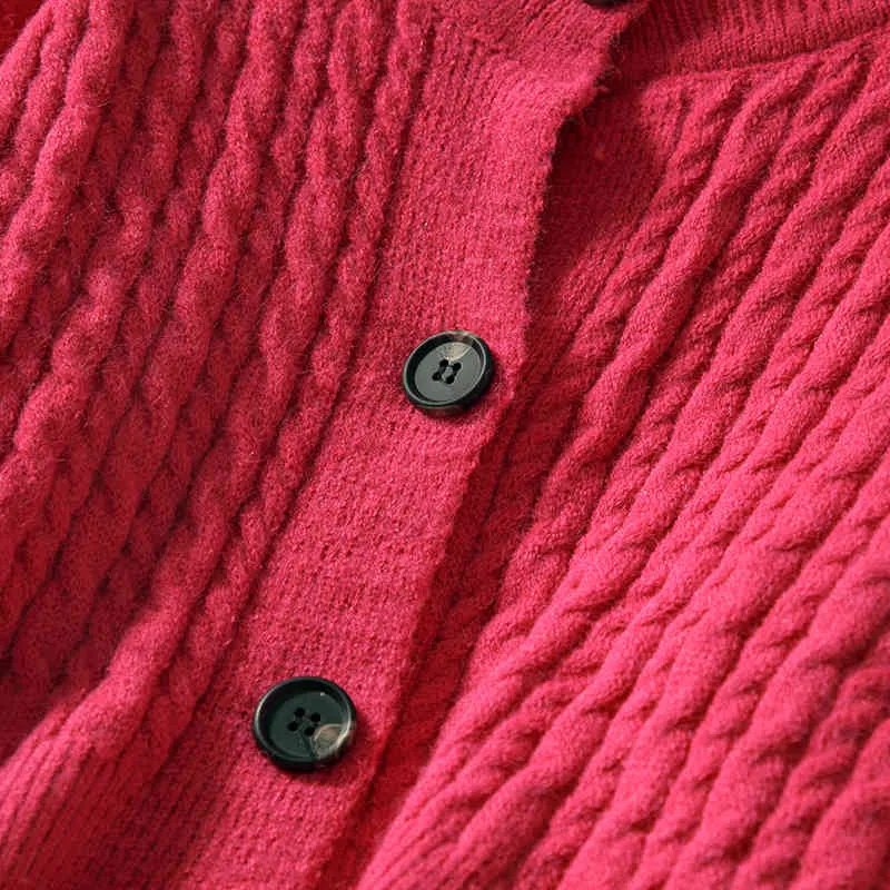 Korobov femmes chandails coréen automne Vintage manches longues simple boutonnage Sueter Mujer O cou Preppy Style court tricot Cardigans 210430