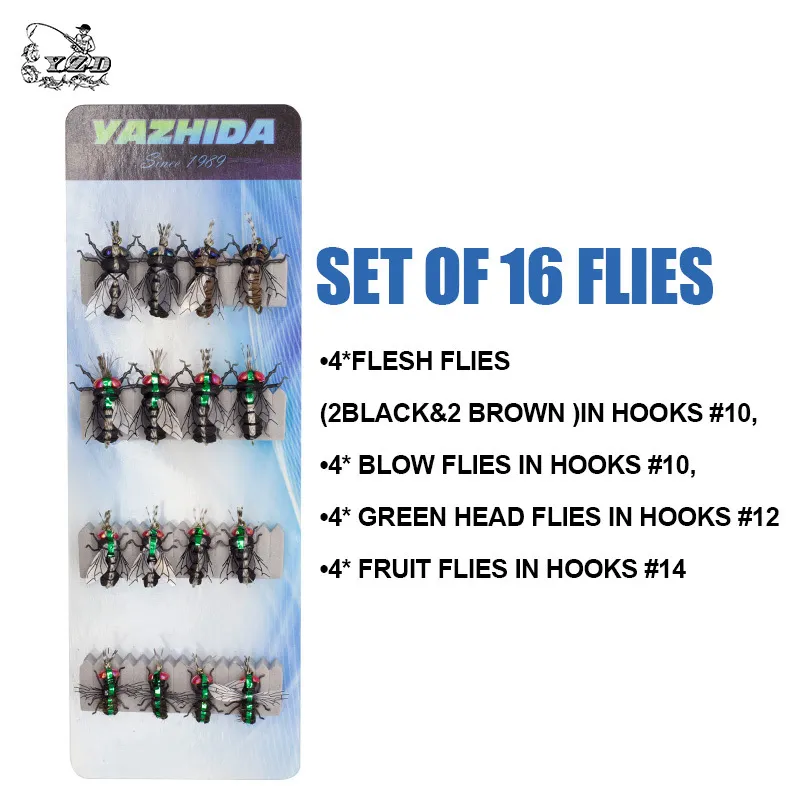 Fliegenfischen-Fliegen-Set, 12 Stück, Moskito-Stubenfliege, realistischer Insektenköder für Forellenköder-Set, Fliegenfischen, 220302237 g