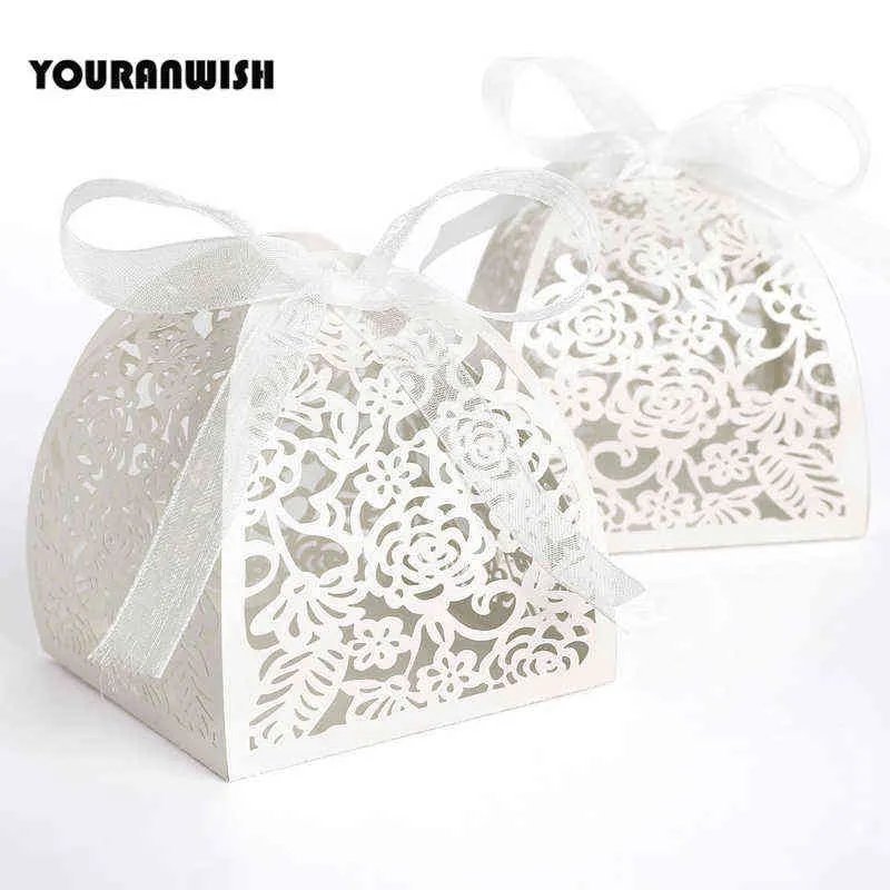 lot lint Pyramid Laser Cut Wedding Favor Candy Gift Chocolate Box White Pink 2111082052430