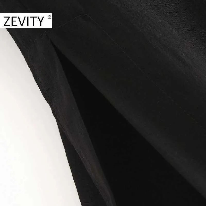 Zevity女性エレガントなターンダウンカラーカジュアルルースブラックスモックシャツBlouses女性のバットスリーブフェムニナスkimono blusas ls7235 210603