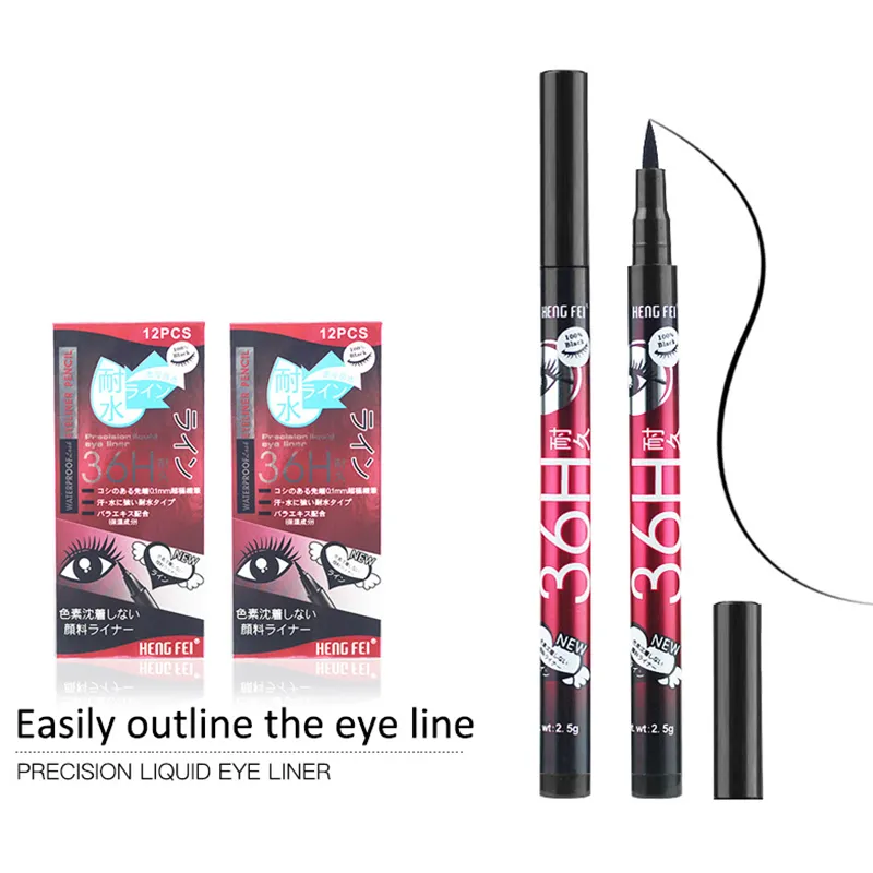Black 36H Quick-drying Waterproof Liquid Eyeliner Pen Long Lasting Smooth Pencil Not Blooming Makeup Cosmetic 