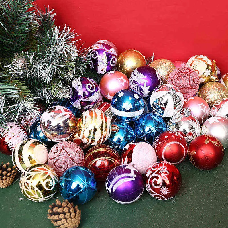 6cm boule de Noël créative couleur assortie décorations de noël boules maison fête de mariage vacances suspendus pendentifs d'arbre décor 211104