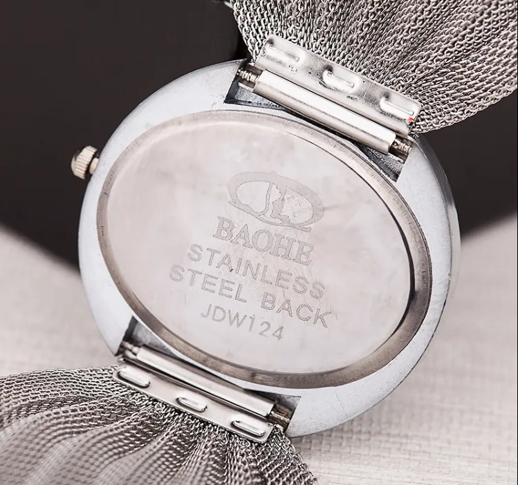 BAOHE marchio arrivo lussuoso orologio da polso da donna quadrante ellittico ampio cinturino in maglia argento orologio da donna moda orologi da polso al quarzo274E