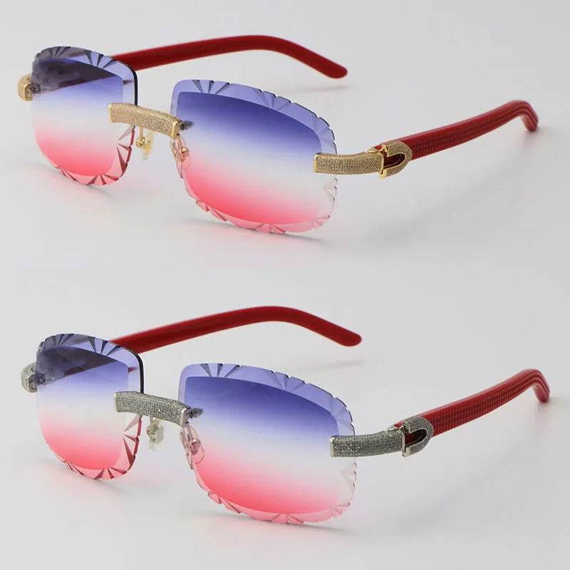 2022 Новые солнцезащитные очки с микропавеированным бриллиантом без оправы, ацтекские руки, металлические женские солнцезащитные очки, дизайнерская мужская и женская оправа 18K G242c