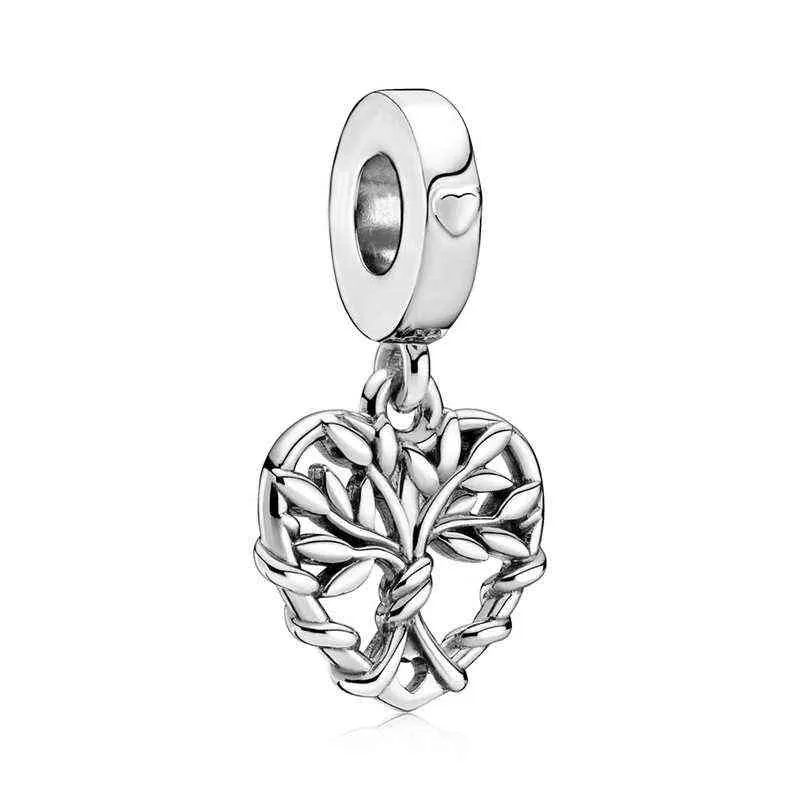 Nya anlända ihåliga släktträdblad blanka hängspärlan passar original charms armband halsband diy kvinnor mode smycken18132725642990