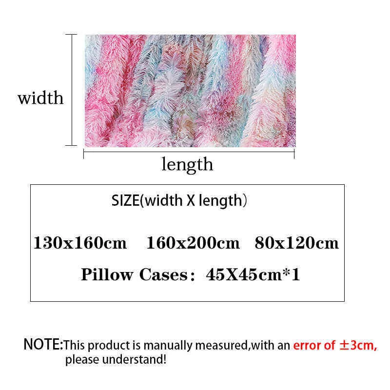 Couverture en peluche super douce Rainbow Coral Fleece Couvertures Housse de coussin colorée Furry Fuzzy Fur Warm Cozy Couch Blanket pour l'hiver 211122