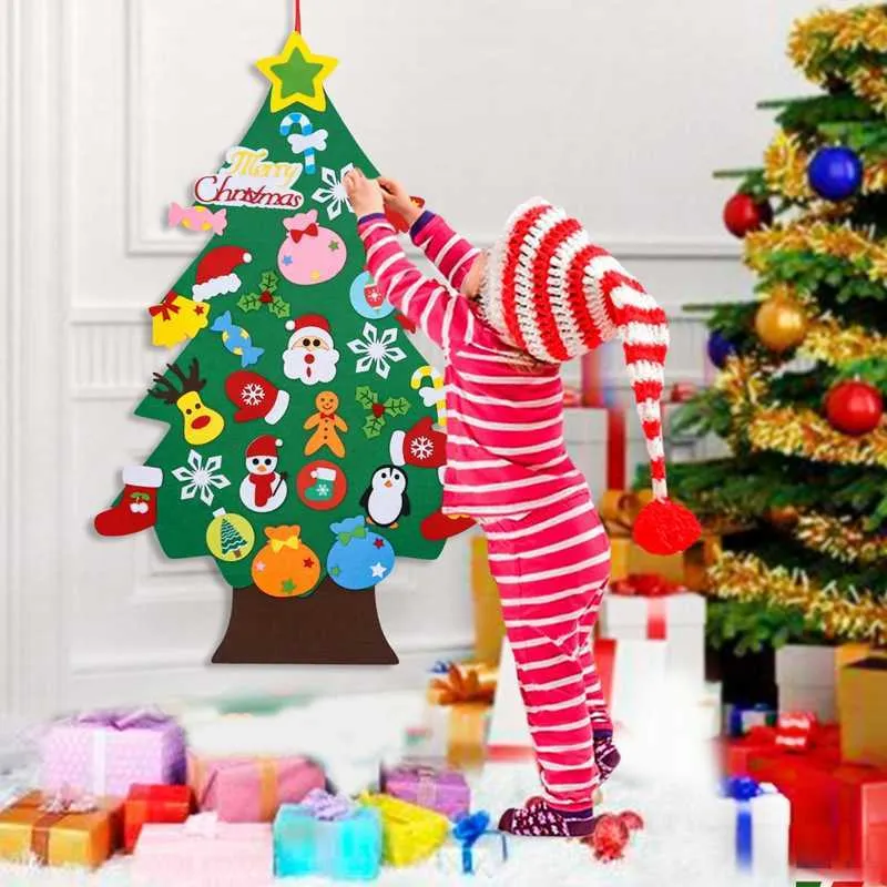 Bambini fai da te Feltro Albero di Natale Buon Natale Decorazioni la casa Ornamenti natalizi Navidad 2022 Anno Regali Albero di Natale 211012