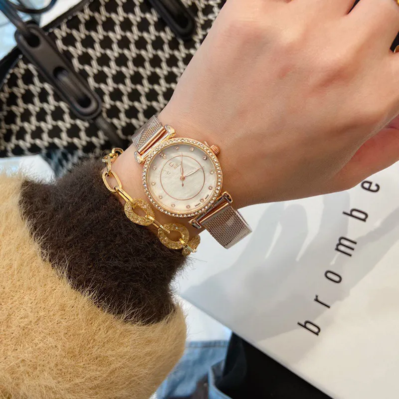 Модные брендовые часы для женщин и девочек, красивый кристаллический стиль, стальной ремешок, наручные часы CHA50272f