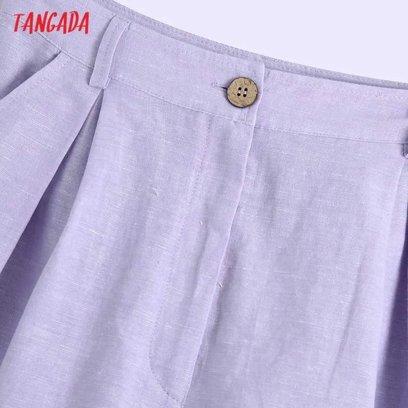 Tangada Femmes Élégant Violet Solide Shorts Poches À Glissière Latérale OL Shorts Pantalones BE737 210609
