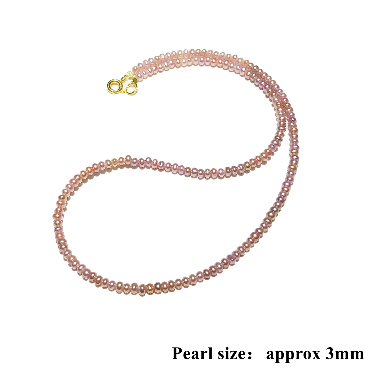 Lii Ji 3–5 mm echte Perlen-Halskette, 925er Sterlingsilber, unsichtbare Halskette, schön für Frauen, Valentinstagsgeschenk