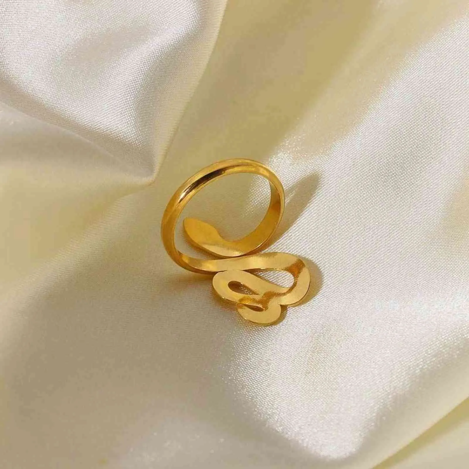 Na moda estilo coreano metal serpente em forma de anel punk hip-hop mulheres homens Único índice irregular anel de dedo anel de jóias presentes G1125