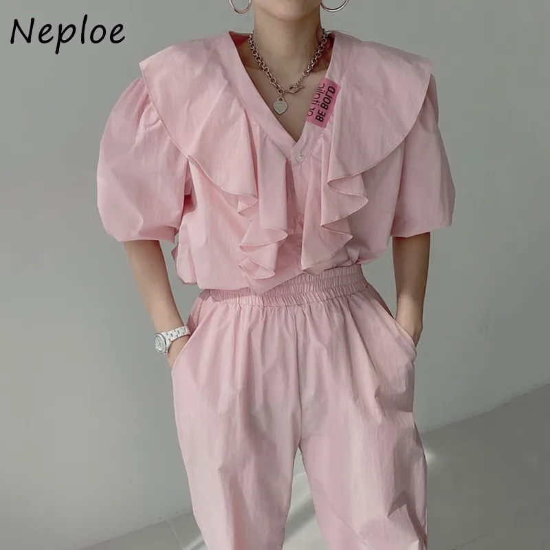 V Neck Ruffles Patchwork Short Sleeve Jumpsuits Women High Waist Hip Straight Bodysuits Plaid Work Style Ol Playsuit 210422