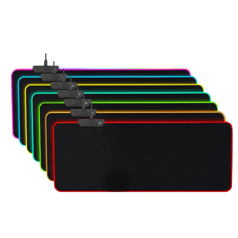 Grand tapis de souris de jeu souple RGB, surdimensionné, Led lumineuse, étendu, Base en caoutchouc antidérapante, pour clavier d'ordinateur