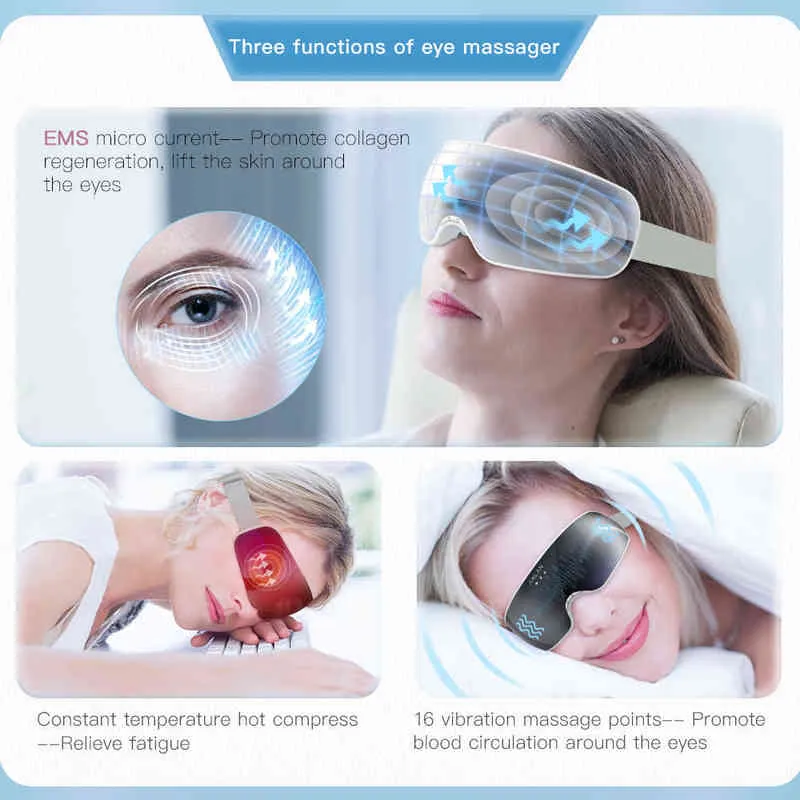 Anlan Smart Eye Massager 4D視覚化マッサージマスクメガネEMS振動40圧縮疲労を緩和する2101081856428