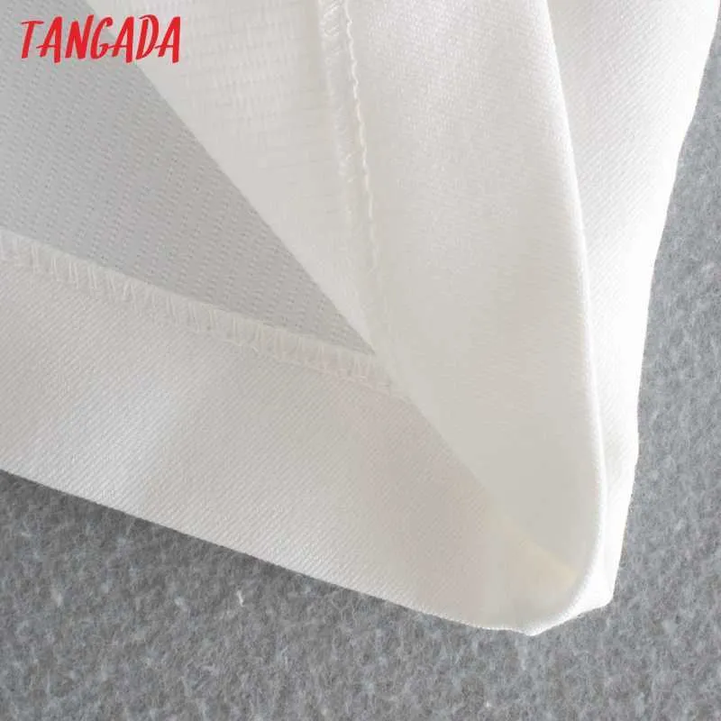 Tangada Frauen Elegante Weiße Knöpfe Shorts Seitliche Reißverschlusstaschen Weibliche Retro Pantalones 2XN51 210719