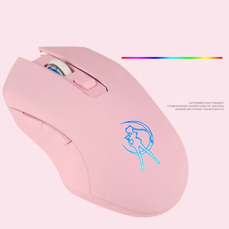 Pink Silent LED Optical Game Mice 1600DPI 2.4G USB Wireless Mouse PC Laptop 667C