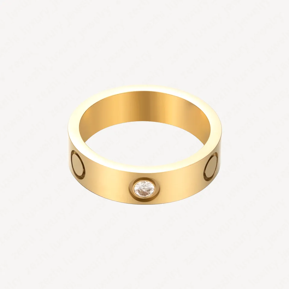 Anillo de tornillo de amor clásico Anillos para hombre para mujer Acero inoxidable Chapado en oro de 18 quilates Nunca se desvanece No alérgico 5 6 mm Promesa eterna Accesso209G