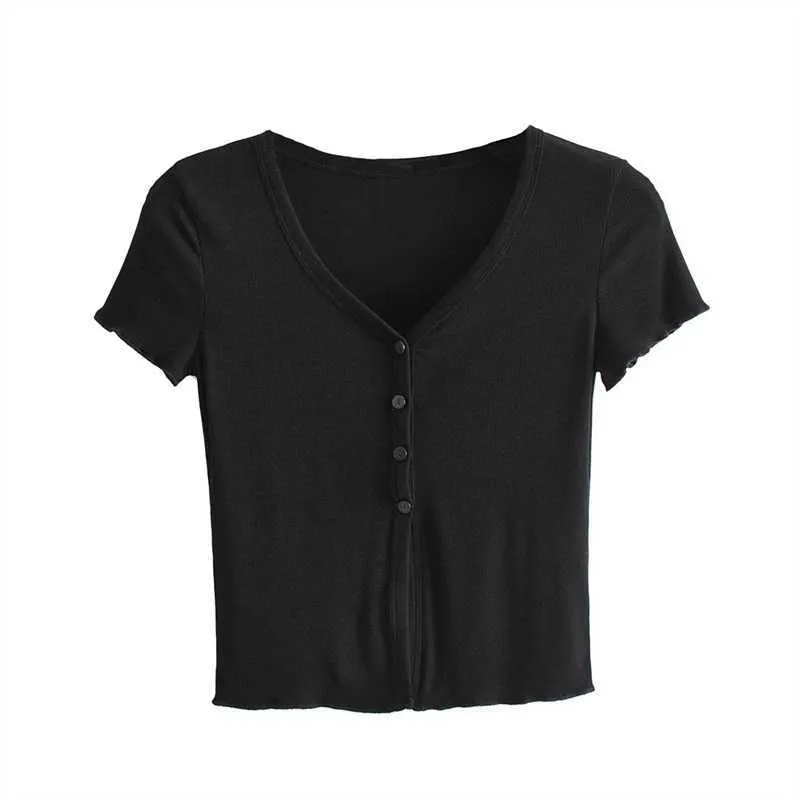 HSA Women Sweet Fashion Color مخططة بلوزات متبكلة خمر V الرقبة قصيرة الأكمام تمتد قمصان أنثى نحيفة قمصان أنيقة 210716