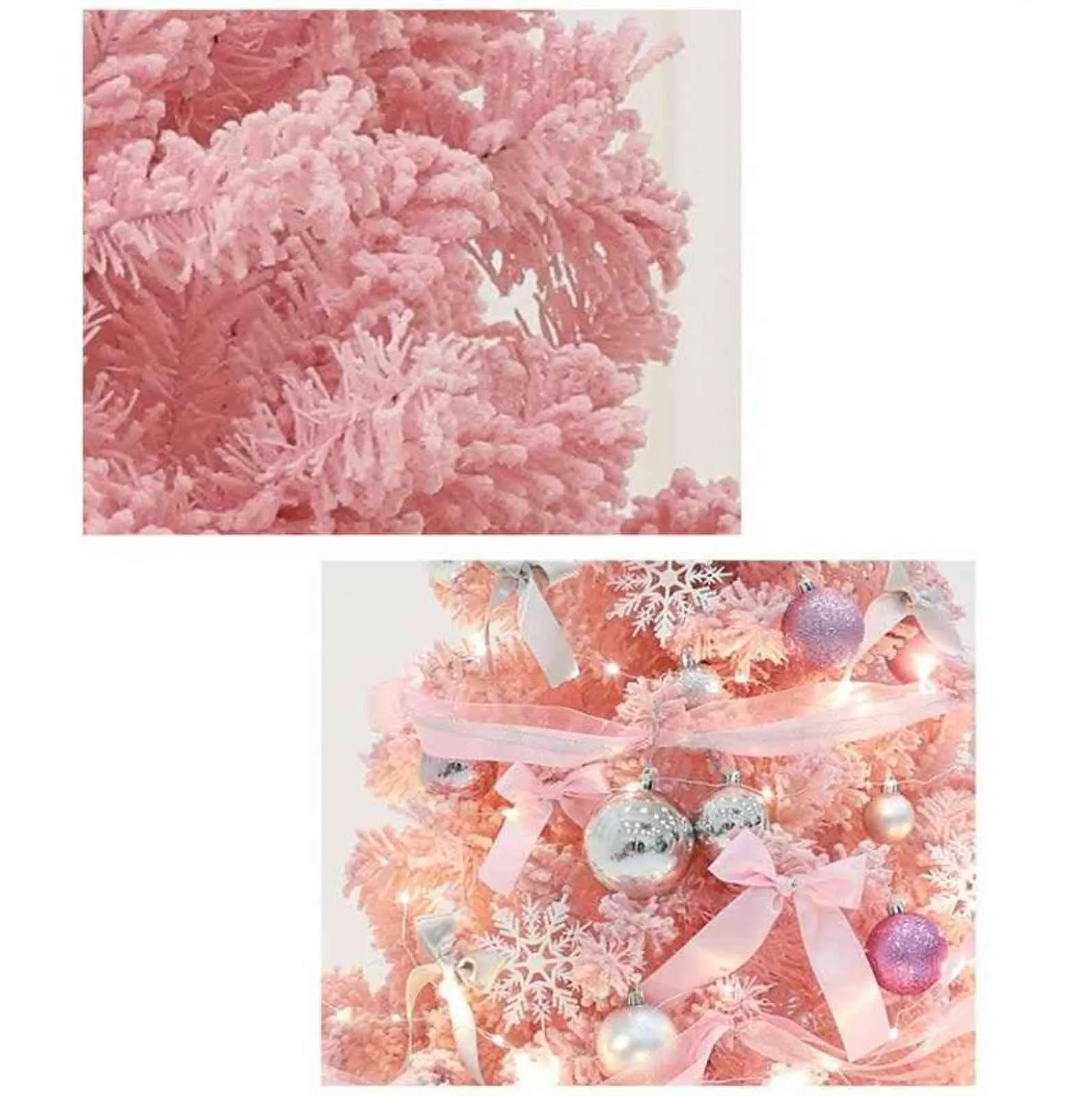 60cm Pink Artificial Christmas Tree Ball Decoration Ornaments Christmas Decor Xmas Flocking Tree Happy New Year Supplies Y112652784769725