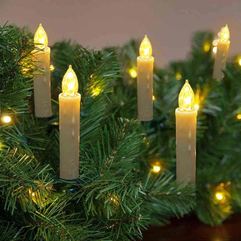 40 sztuk Nowy Rok świeca bateria obsługiwana ze zdalnym zegarem Bezpłomne migotanie Choinki Decor świeca Światła LED Garland Candles H1222