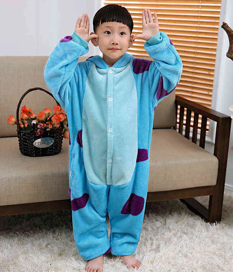 Pyjamas Monsters Inc. Sulley Kids Tierkinder für Jungen Mädchen Babypyjamas Cartoon Onesies Winternachtwäsche 211130