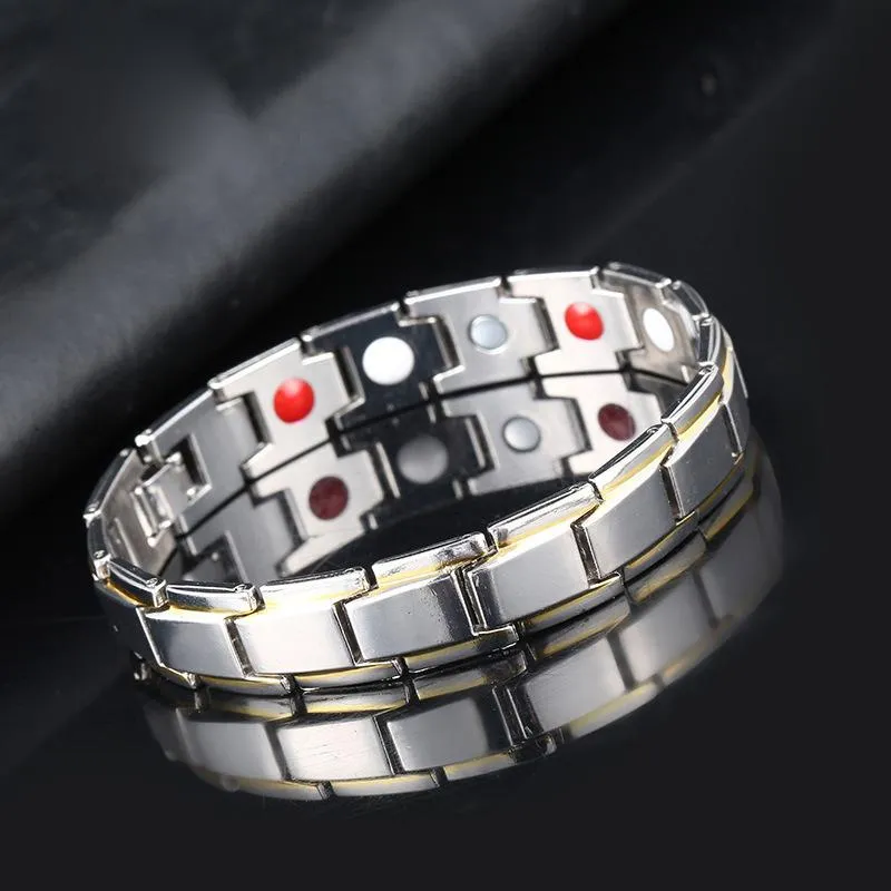 Outras pulseiras tratamento pulseira magnética saúde germânio estiramento jóias para homens e mulheres o presente ímã de aço inoxidável bra290x